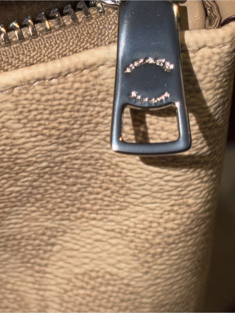 Authentic Coach Beige Signature Tote with Leather Trim and matching mini bag - Picture 9 of 11